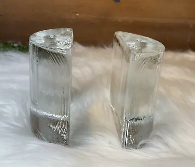Buy 2 Vintage Glass Crystal Curved Modern Bookend Taper Candleholders Made In Turkey • 196.60£