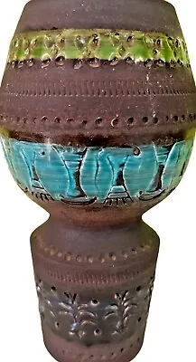 Buy Aldo Londi Bitossi Vase Genovese Blue Green Art Pottery MCM Italy 1960s, 8 1/2” • 121.64£