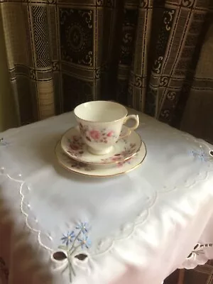 Buy Queen Anne Bone China Pink Roses Tea Trio Cup Saucer & Side Plate Excellent/Cond • 9.99£