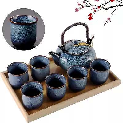 Buy Japanese Tea Set For 6, Kiln Altered Glaze Porcelain Tea Set With 1 Teapot, 6 Te • 39.99£