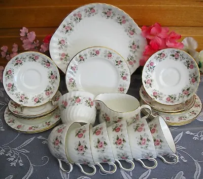 Buy Minton SPRING BOUQUET 21 Piece Tea Set 6 Place Setting - Pink Floral Pattern • 68.50£
