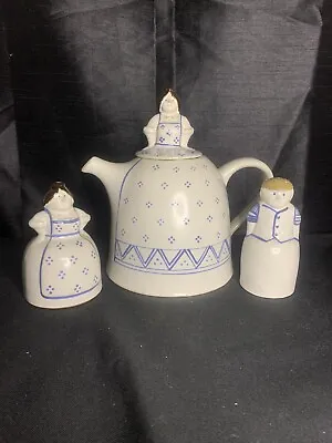 Buy J&G Morten English Studio Art Pottery Woman Teapot And Salt + Pepper Shakers • 60£