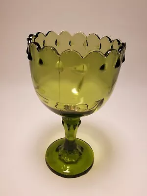 Buy Vtg Indiana Glass Teardrop Green Compote Pedestal Bowl 7 In. Tall • 11.94£