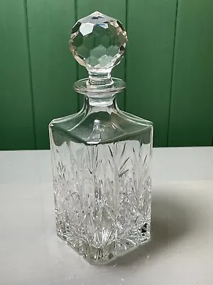 Buy Art Deco Style Crystal Glass Square Whiskey Decanter With Solid Faceted Stopper • 16.99£