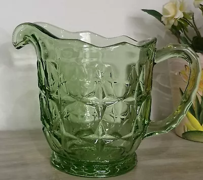 Buy Green Glass Jug Pitcher Art Deco Vintage Sowerby Pressed Glass Pitcher • 17.45£