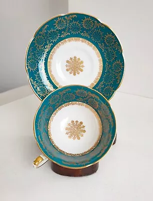 Buy Royal Grafton Bone China Tea Cup & Saucer K1699 Turquoise & Gilding • 12.99£