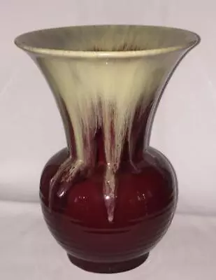 Buy Vintage Flambe Ox Blood Or Sang De Boef Drip Glaze Flared Pottery Vase 1960+ • 14.99£