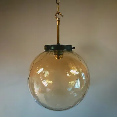 Buy Vintage Bohemian Gold Glass Globe Pendant Ceiling Light Czechoslovakia • 195£