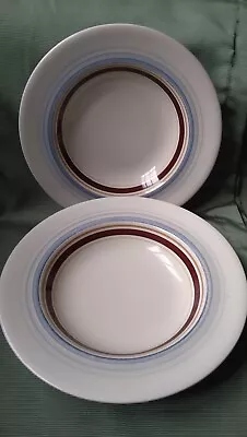 Buy 2 Gray’s Pottery Hand Painted  Banded Art Deco Large Soup Plates/bowls 22.5cm  • 17.99£