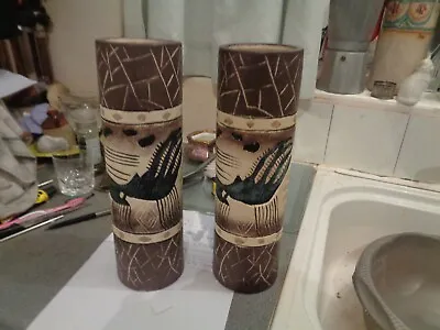 Buy 2 EsVintage Pottery, Australian? Vases, With Aboriginal Motifs, 11 1/2  High • 25£