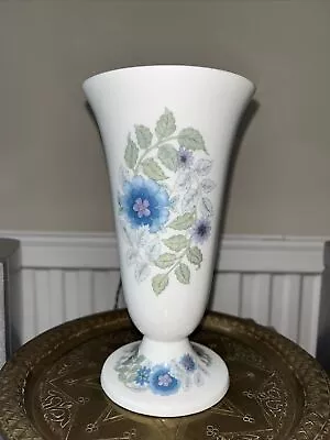 Buy Wedgewood 'Clementine' Vase Bone China Blue Flowers Green Leaves Gift • 4.99£