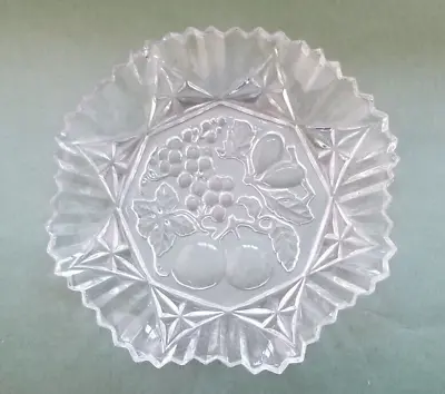 Buy Vintage Clear Pressed Glass Fruit Bowl, Fruit Design With Jagged Edge 11  • 14.34£