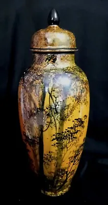 Buy Sylvan Ware Hand Painted Orange Lustre Lidded Vase/Urn - C.1930s VGC Approx • 32.95£