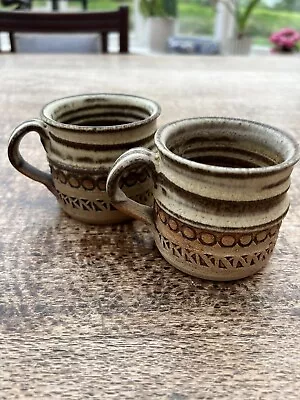 Buy Pair Of Studio Pottery (Broadstair?) Retro Vintage Stamped Mugs • 3.20£