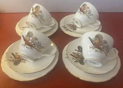 Buy Vintage Duchess Fine Bone China 4 X Trio Pheasant Design Cup Saucer Side Plate • 15.99£