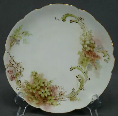 Buy Haviland Limoges Hand Painted Red Green Gold Floral Scrollwork 8 1/2 Inch Plate • 61.31£