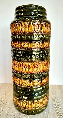 Buy Vintage West German Scheurich Pottery 16  Lava Vase Tan & Brown Pattern #289-41 • 8.50£