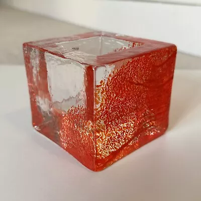 Buy Kosta Boda Red/Orange Glass Candle Holder Cube • 35£