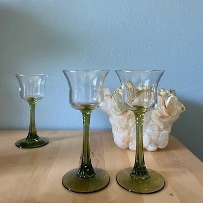 Buy Vintage Olive Green Stem Glassware • 15.17£