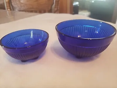 Buy Stacy Marie Ware Mini Mixing Bowl Set 2 Piece Blue Cobalt Depression Glass • 23.65£