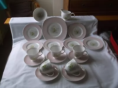 Buy Susie Cooper Pink Tea Set 5 Cups & Saucers,Cake Plate & 6 Plates,Milk & Sugar • 9.99£