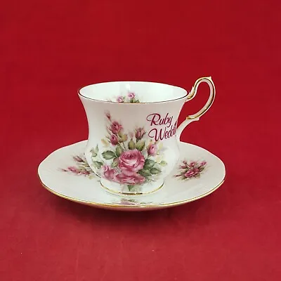 Buy Staffordshire Ruby Wedding Teacup And Saucer - 8178 N/A • 18£