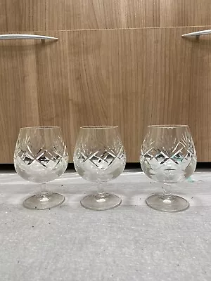 Buy Set Of 3 Crystal Cut Brandy Glasses, Great Condition • 15£