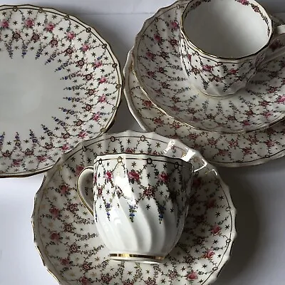 Buy 2 Copeland Spode China Antique Small Tea Cups Saucers Plate T.Goode Rose Lattice • 19£