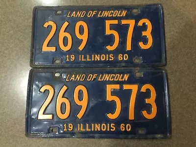 Buy 1960 Illinois Automobile  License Plate Set Original Fast Free Shipping • 28.93£