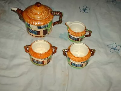 Buy Vintage Beswick Cottage Ware Tea Pot.cream Jug & 2 Sugar Bowls Tea Pot Is 17 Cm  • 26£