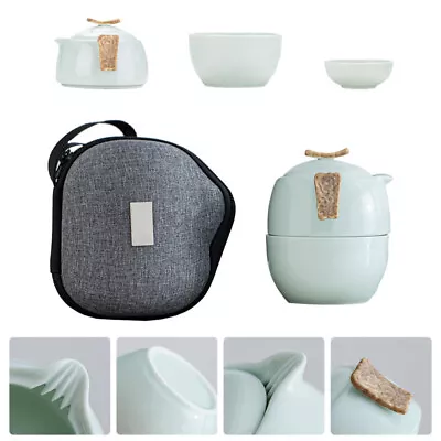 Buy  Porcelain Tea Cup Teapot Travel Set Glasses Green Color Household • 21.99£