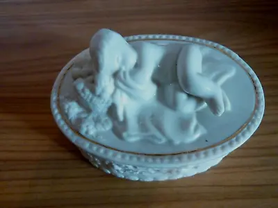 Buy A Lovely Vintage Belleek Irish Porcelain Trinket Box With Cherub • 12.99£