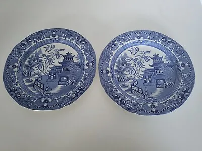 Buy Two Burleigh Ware Willow Salad Plates Vintage 1930s Blue And White • 8£