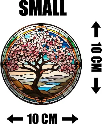 Buy Cherry Blossom Tree Decorative Stained Glass Effect Static Cling Window Sticker • 3.49£