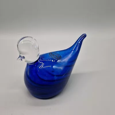 Buy Vintage Mtarfa Glass Duck  Decorative Art Glass Blue • 8£