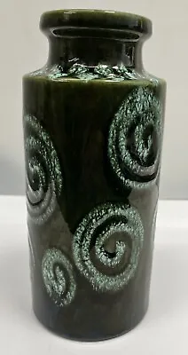 Buy West German Vintage Vase Green Swirls Pottery Scheurich Keramik 203-22 24cm Tall • 35£