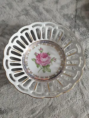 Buy Porcelain Lattice Rose Pattern Dresden China Basket Bowl Bon Bon Dish Fruit Bowl • 5£
