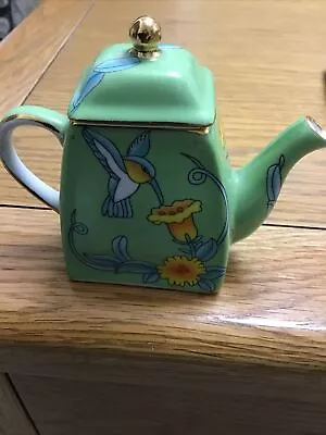 Buy Vintage Old  China Antique Style TEAPOT Decorative Display Small Green Birds  • 10£