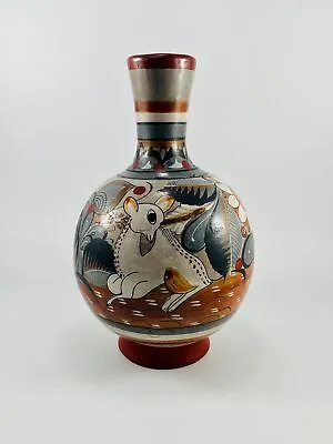 Buy Vintage Mexican Pottery Folk Art Tonala White Deer Flower Vase 10  • 37.95£