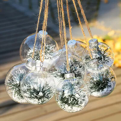 Buy 6/8/10cm Clear Glass Ball Empty Bauble Home Fillable Baubles Christmas Ornament • 72.95£