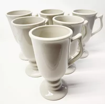 Buy HALL Stoneware Pedestal Irish Coffee Mugs White #1273 USA Vintage MINT Set Six • 35.38£