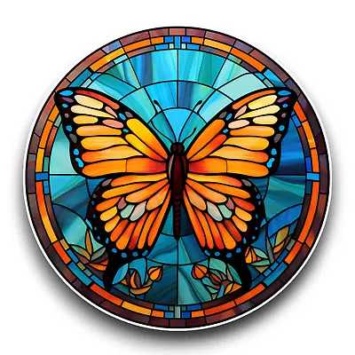 Buy Butterfly Insect Stained Glass Window Effect Vinyl Sticker Decal 100x100mm • 2.59£