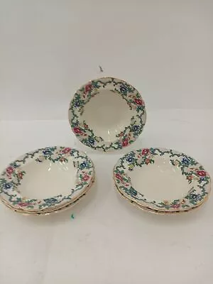 Buy 6 X Royal Cauldon Victoria Cereal/Soup Bowls Made In England Floral Gold Trim  • 1.99£
