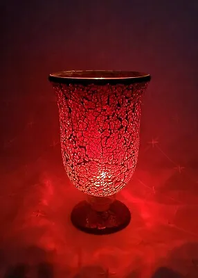 Buy Fabulous Yankee Candle Mosaic Glass Crackle Ruby Red Vase Candle Holder • 25£