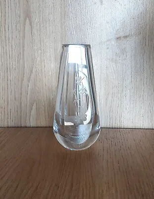 Buy Vintage Orrefors Signed Sweeden Crystal Glass Small Vase Etched Butterfly  • 15£
