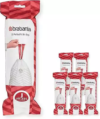 Buy Brabantia Rubbish Trash Bin Bag Liner Drawstring Handles Size J 20L-25L 120 Pack • 24.95£