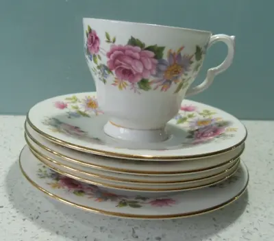 Buy Royal Kent Bone China Pretty Pink Floral Saucers & Tea Plate (free Repaired Cup) • 9.99£