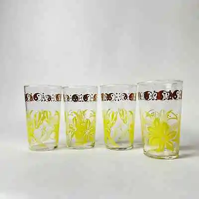 Buy Set Of 4  Vintage 1950s Federal Glass Yin And Yang Peace Lily Glasses • 40.50£