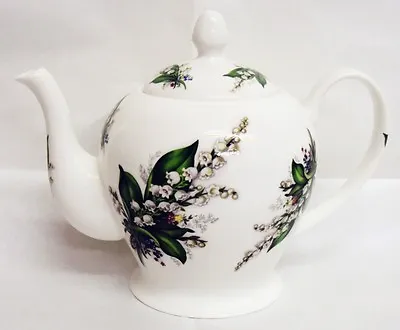Buy Lily Of The Valley Teapot Bone China Large Lilies Teapot Hand Decorated In UK • 42£