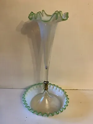 Buy Fabulous Antique Victorian Art Nouveau Vaseline Uranium Glass Epergne Vase  • 95£